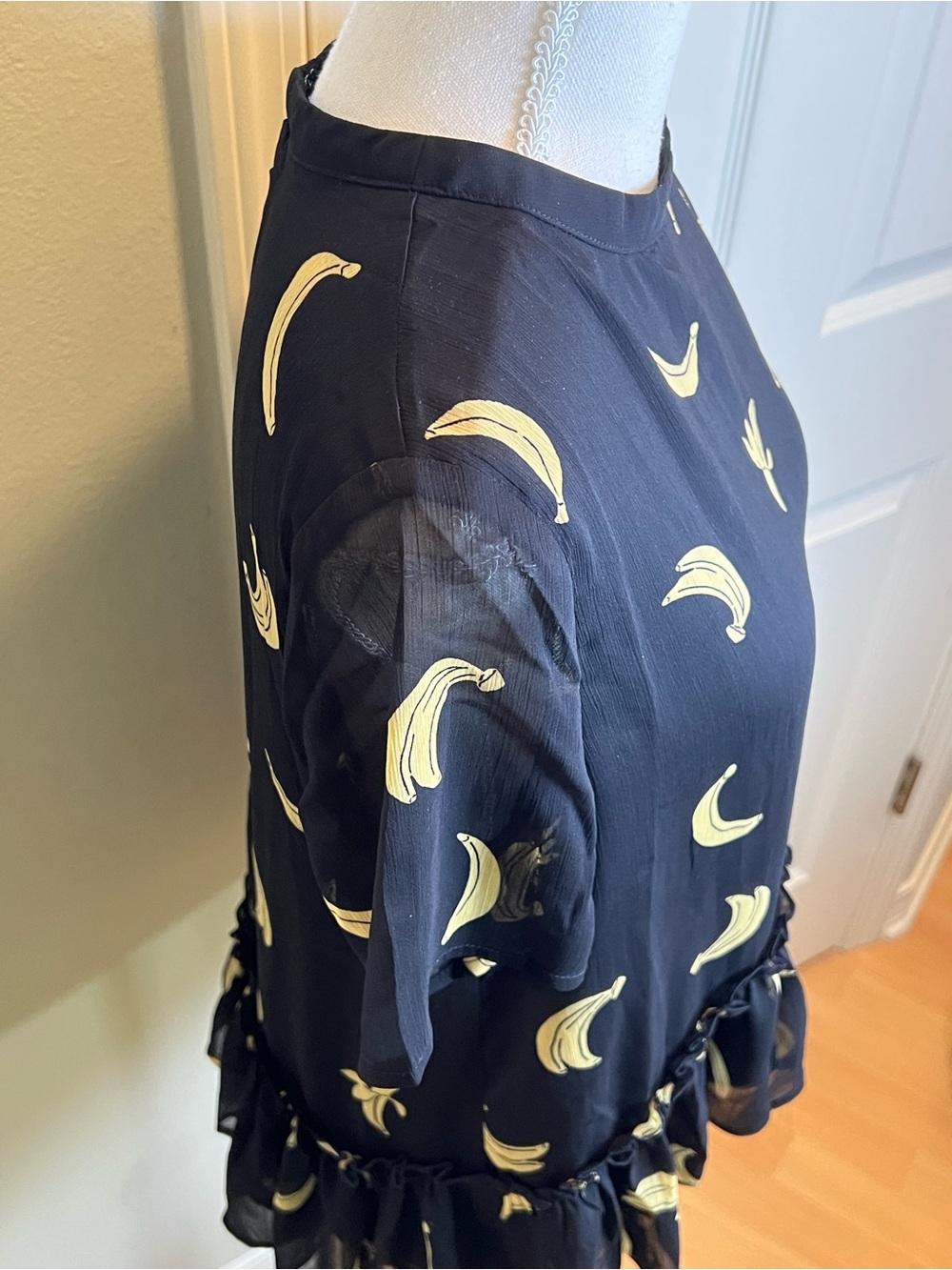 English Factory Banana Print Ruffle Hem Top - Picture 5 of 12